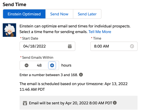 Marketing Cloud Account Engagement Pardot Einstein Send Time Optimization